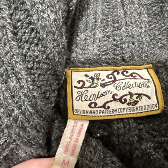 Heirloom Collectibles Long Cardigan Sweater Cowl Neck Big Buttons Womens M Gray - Picture 5 of 8